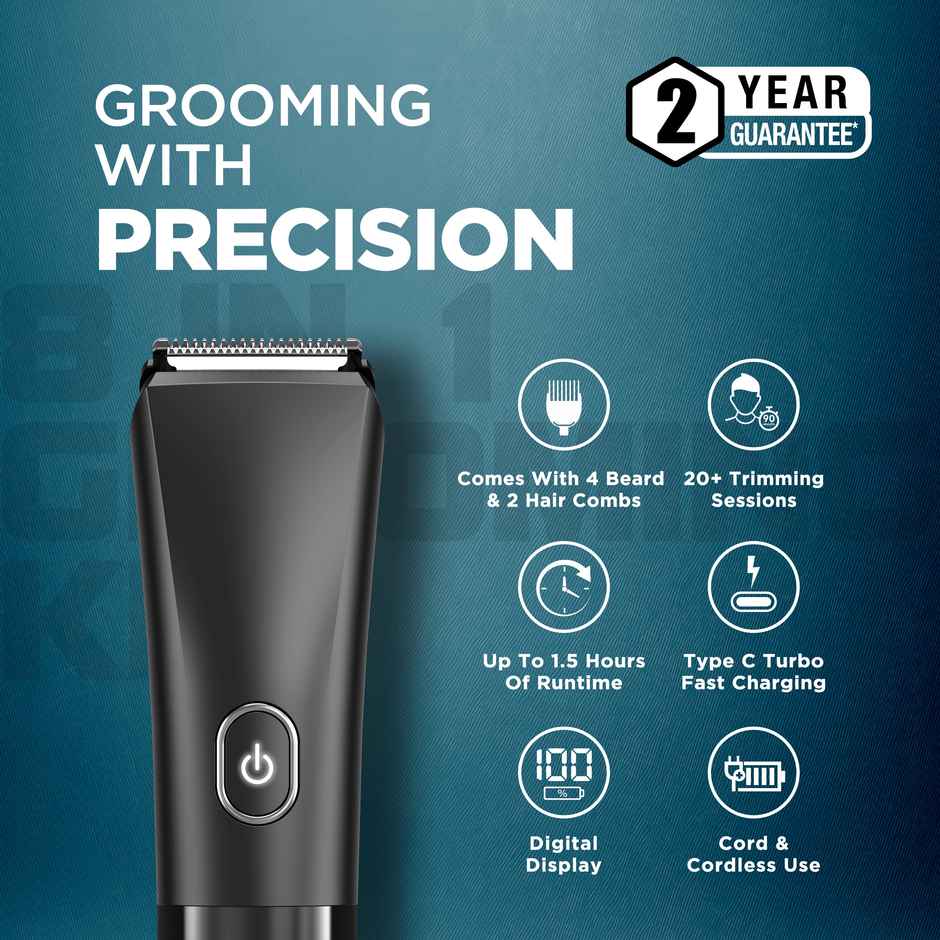 Havells 8 in 1 Digital Grooming Kit 2 in 1 Blade Nose Ear Trimmer 6 Combs GS7608