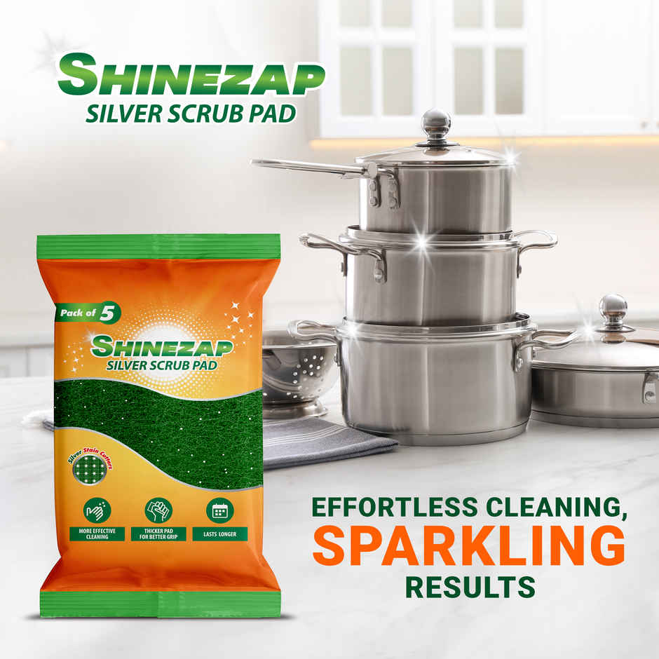 Shinezap silver Scrub pad Pack of 5 Combo  