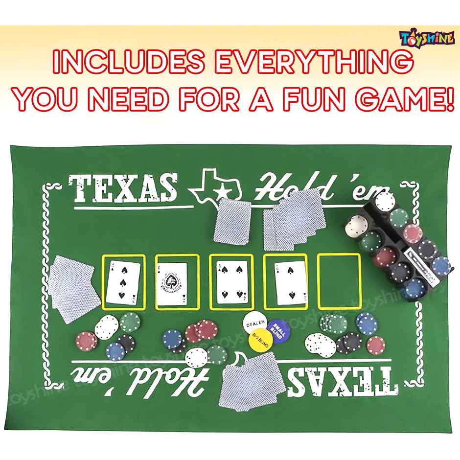 Toyshine Casino Style Poker Chips Set with, 2 Decks of Cards, 1 Dealer Button | 200 Chip set