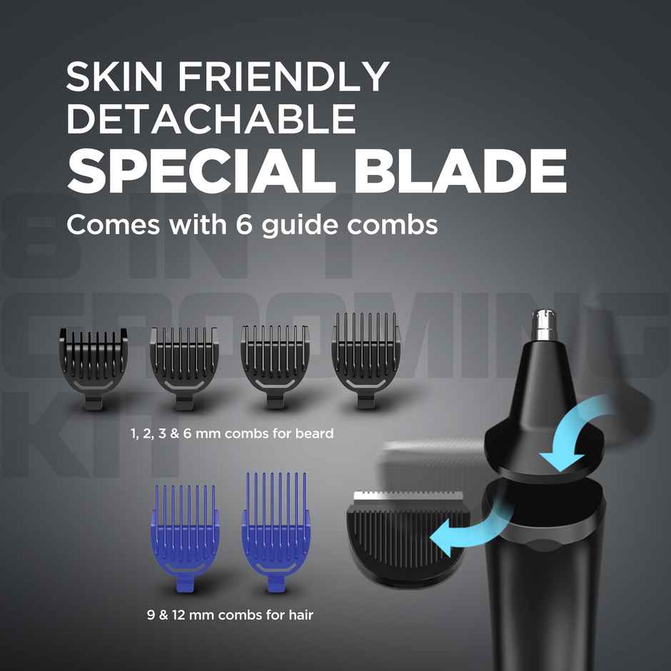 Havells 8 in 1 Grooming Kit with Special Blade Nose Ear Trimmer 6 Combs GS4008