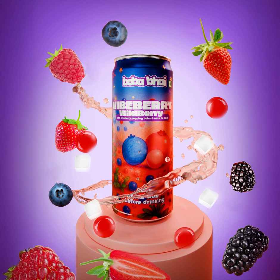 Boba Bhai Wild Berry Fruit Drink with Popping Boba and Nata de Coco Combo