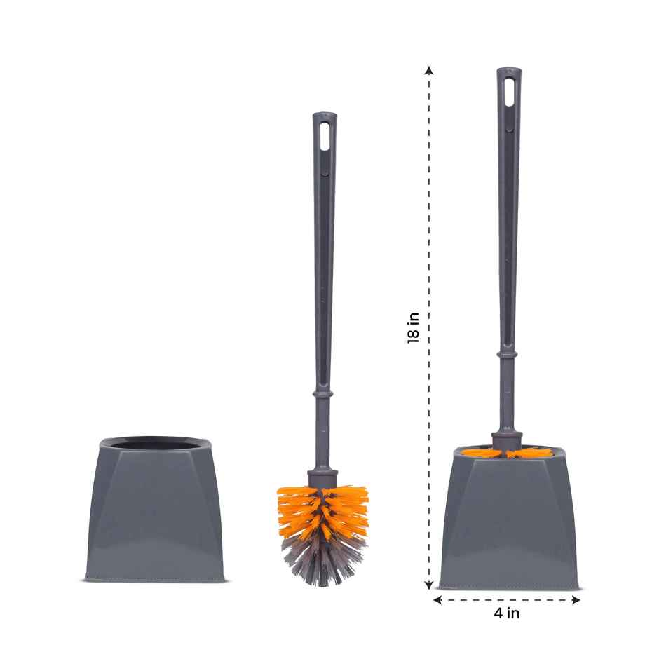 Chakaachak Glide | Toilet Brush with Container | Grey, Orange