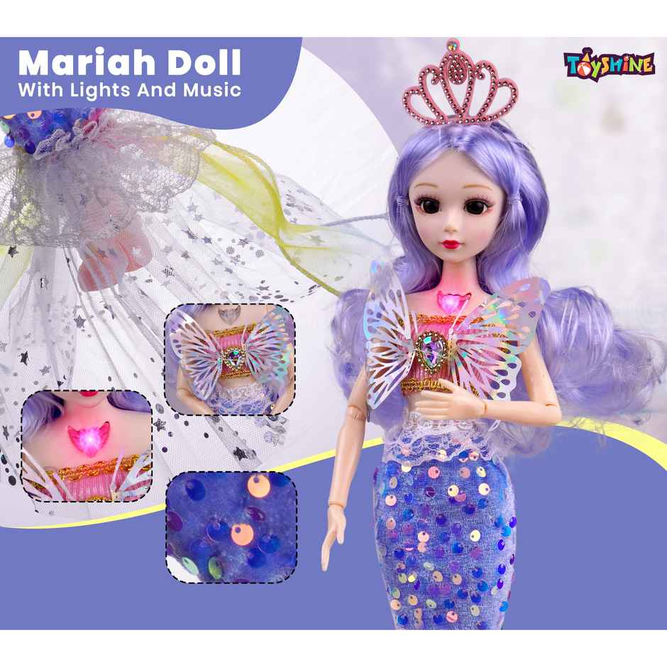 Toyshine 13 Inch Mariah Fashion Doll With Glitter Dress for Kids | Blue | Age 3 and Above