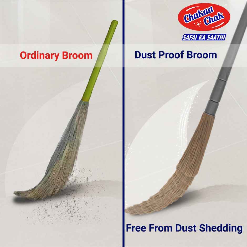 Chakaachak Dust Proof Broom | Washable Plastic Fiber Jhadu