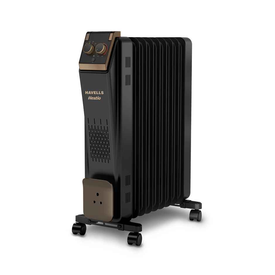 Havells 9-Fin Oil Filled Room Heater (OFR) | U-Tech Fast Heating Fins | Black