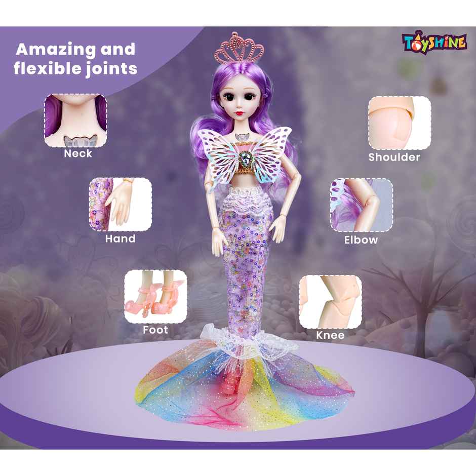Toyshine 13" Musical Mariah Fashion Doll with 3D Eyes and Glittering Dress For Girls