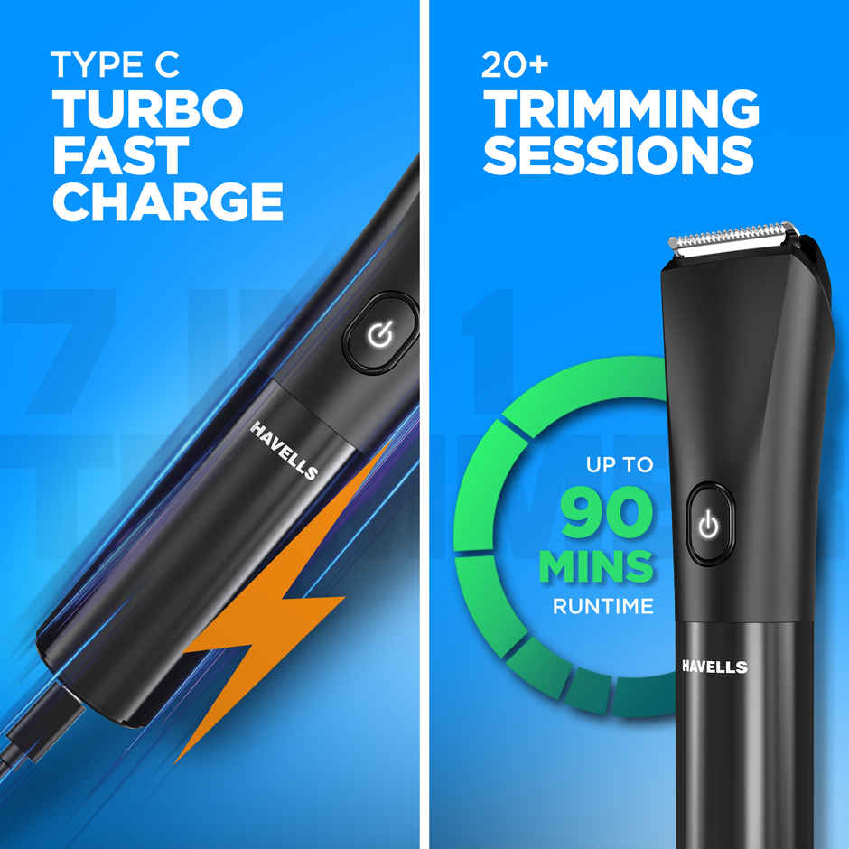 Havells Beard & Hair Trimmer | 2-in-1 Special Blade | Comes with 4 Beard & 2 Hair Combs | BT4001