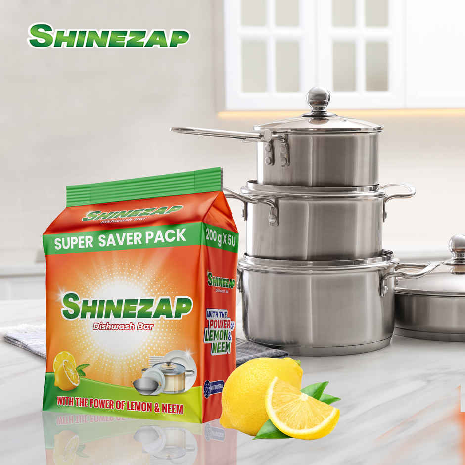 Shinezap Lemon & Neem Dishwash Bar Pack Of 5