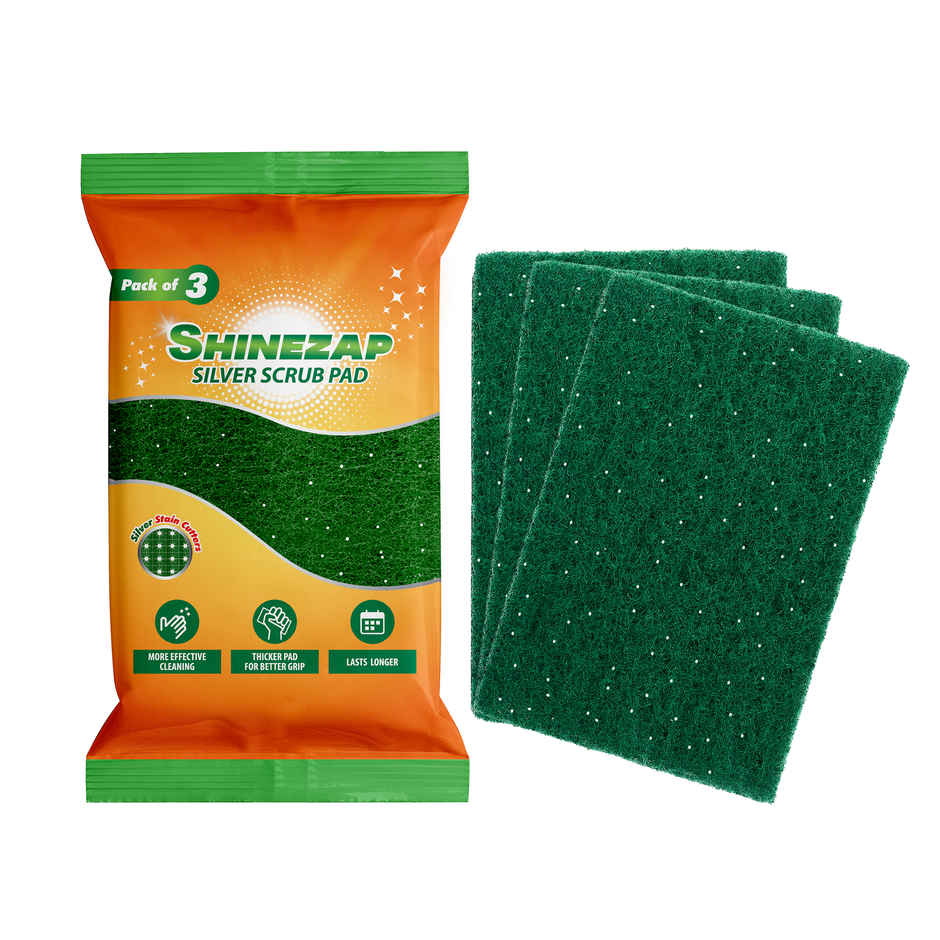 Shinezap silver Scrub pad Pack of 3 Combo 