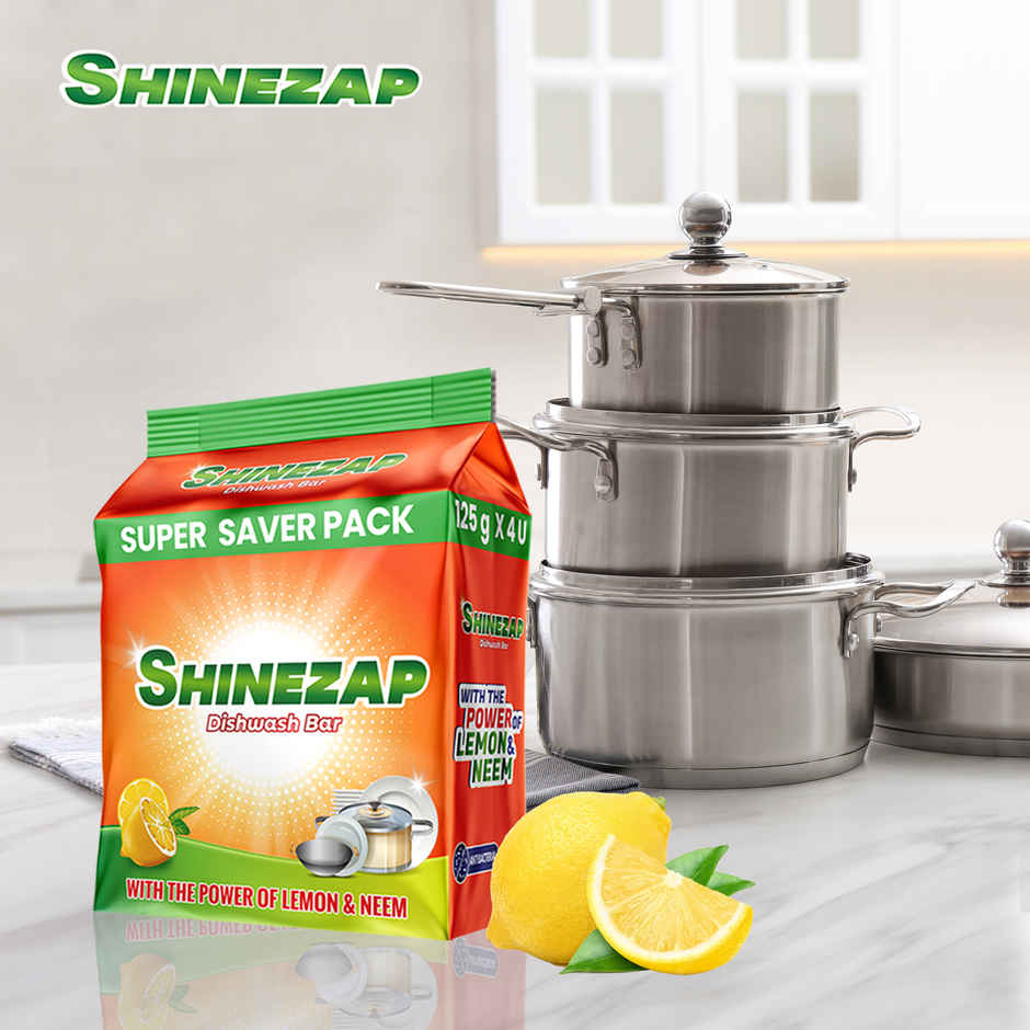 Shinezap Lemon & Neem Dishwash Bar Pack Of 4