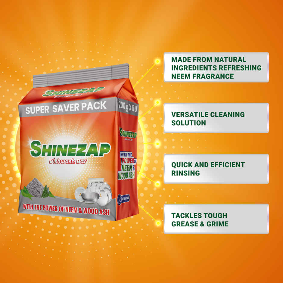 Shinezap Neem & Wood Ash Dishwash Bar