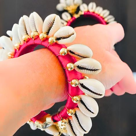 Gullak Mother's Day Gifting Elegant Shell Bangle - Gold Accents