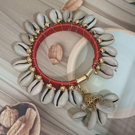 Gullak Mother's Day Gifting Elegant Shell Bangle - Gold Accents