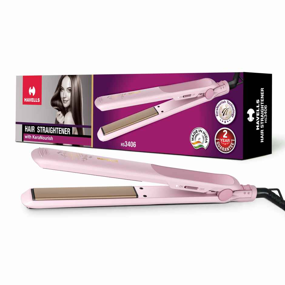 Havells Hair Straightener | HS3406 | Kera Nourish | Pink