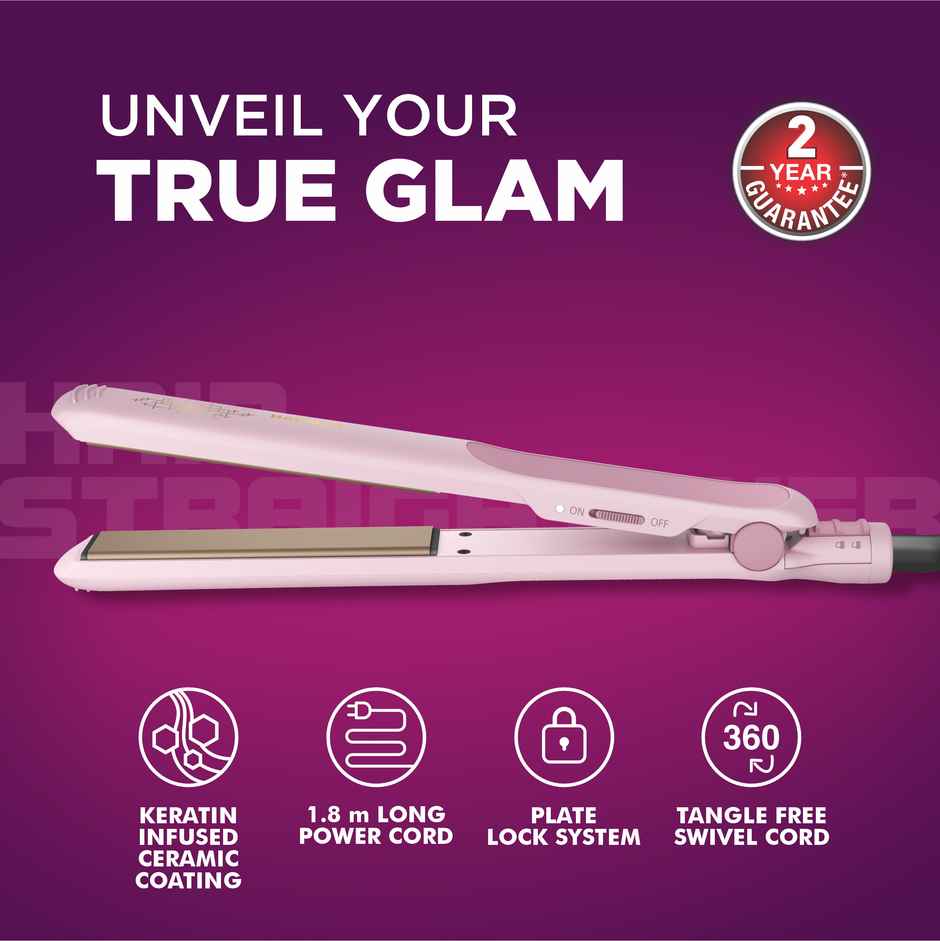 Havells Hair Straightener | HS3406 | Kera Nourish | Pink