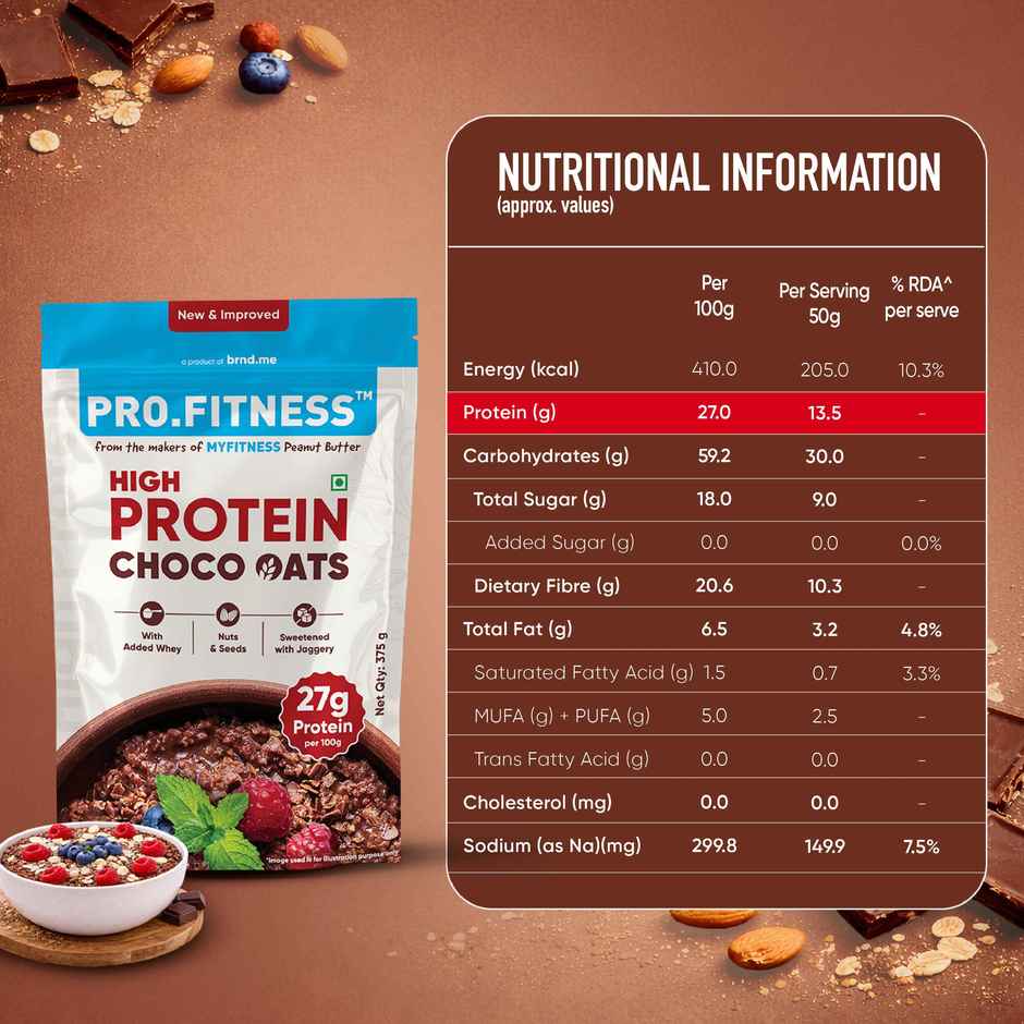 Pro.Fitness 27g High Protein Oats - Dark Chocolate With Nuts And Seeds | From Myfitness Pb