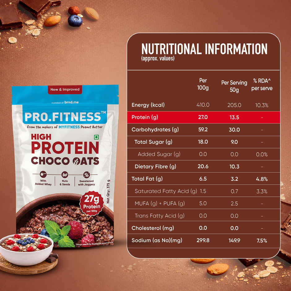 Pro.Fitness 24g High Protein Oats - Dark Chocolate |From makers of MyFitness peanut butter