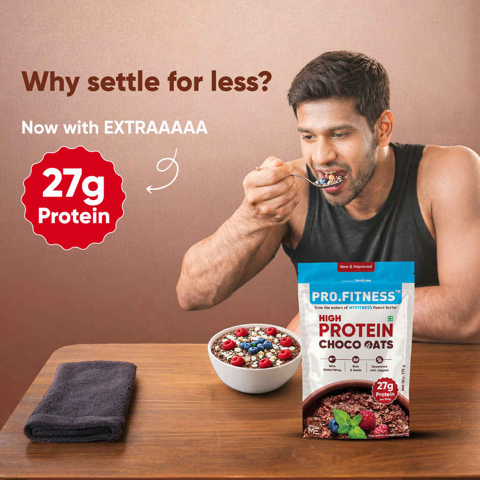 Pro.Fitness Choco Peanut Butter Protein Bar (34g) & Pro.Fitness Dark Chocolate High Protein Oats (375g) Combo