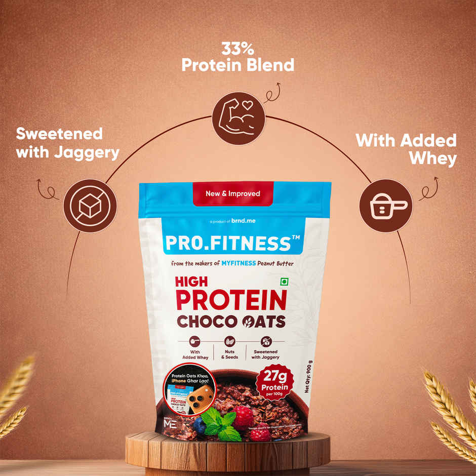 Pro.Fitness 27g High Protein Oats by MyFitness|Dark Chocolate Oats with Almonds and Organic Jaggery