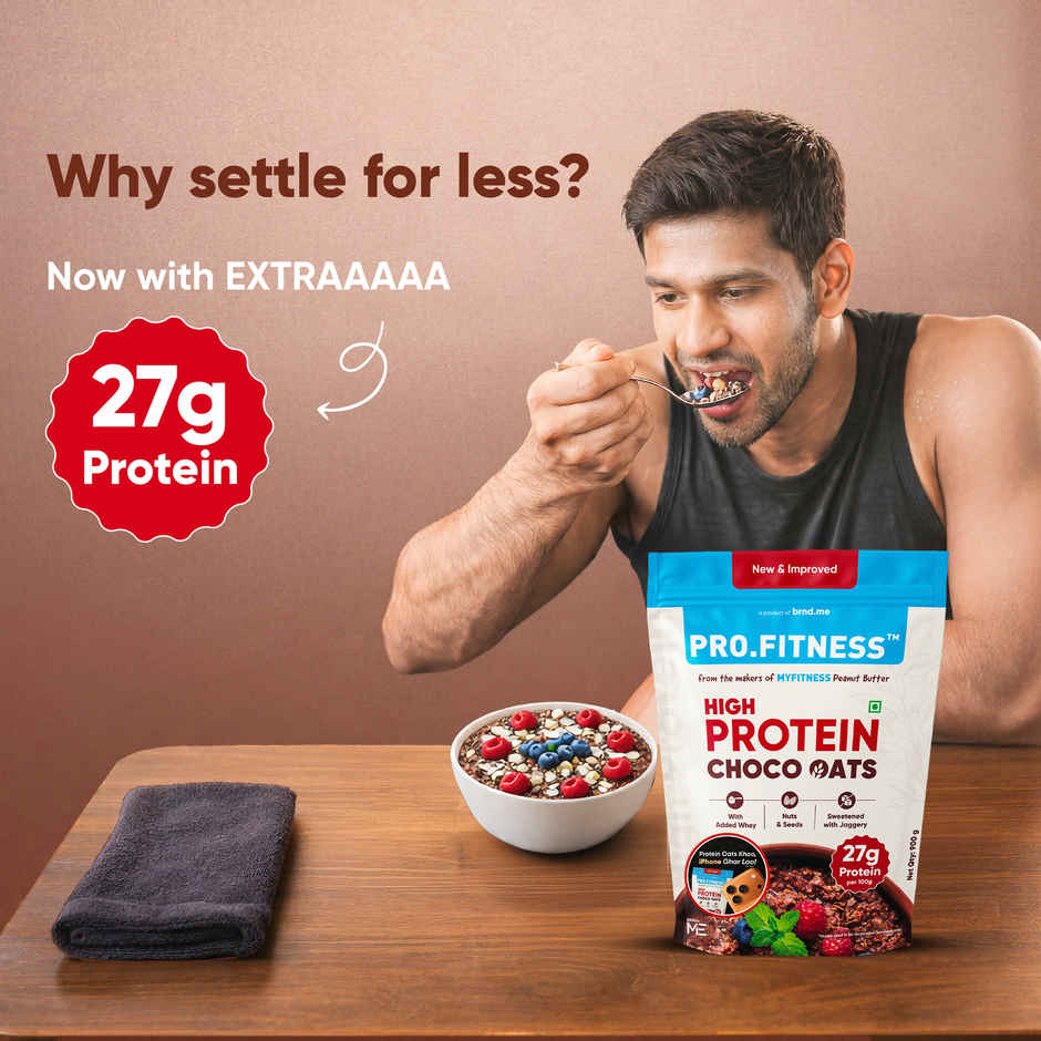 Pro.Fitness 27g High Protein Oats by MyFitness|Dark Chocolate Oats with Almonds and Organic Jaggery