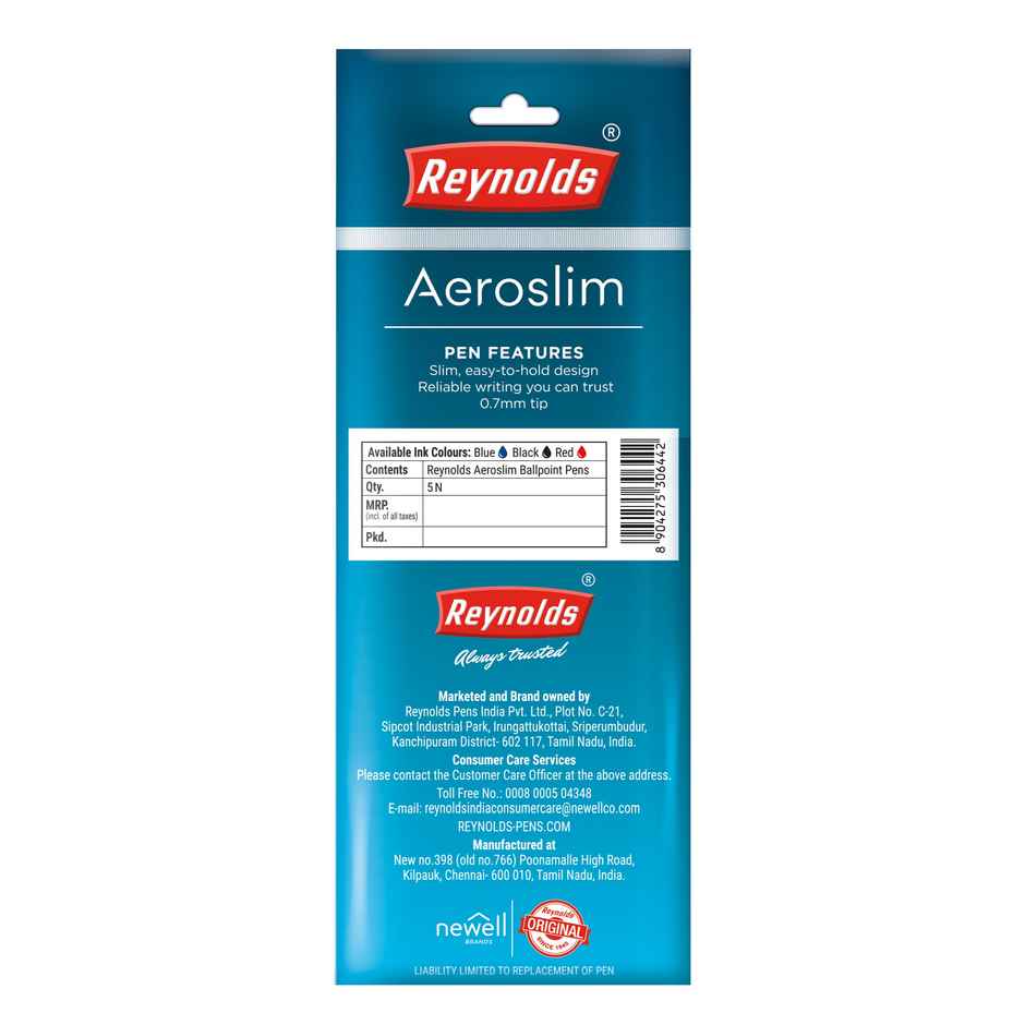 Reynolds Aeroslim Ball Pen Set (5 Blue Pens)