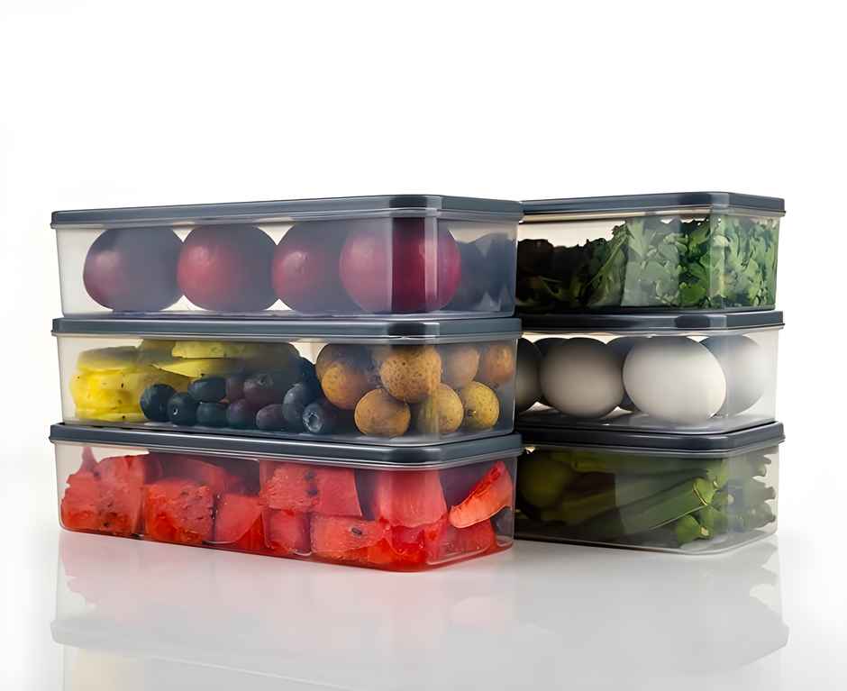 YouBee Multipurpose Fridge Storage Organizer Containers for Vegetables | 1200 ml | Set of 6