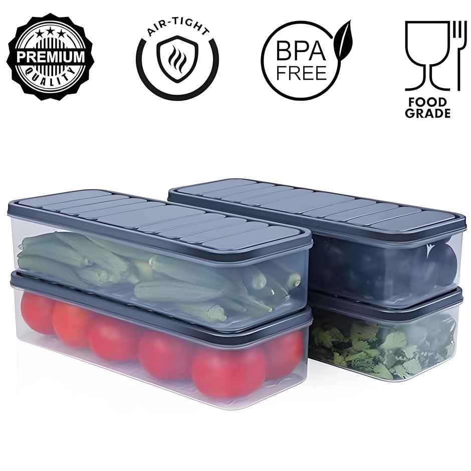 Youbee Multipurpose Fridge Storage Organizer Containers For Vegetables ,1200 ml , Set Of 2