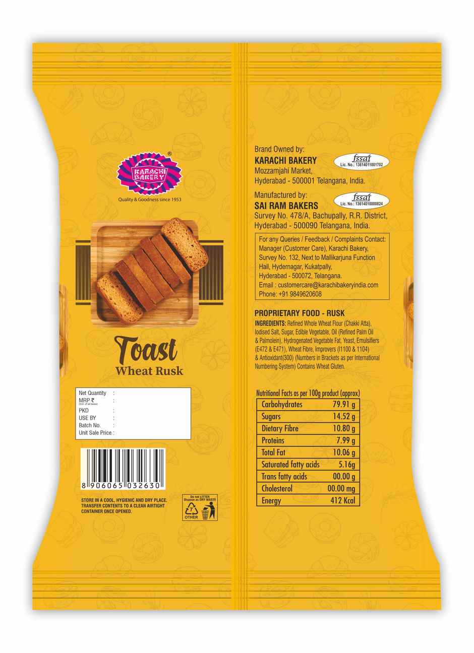 Karachi Bakery Rusk Wheat