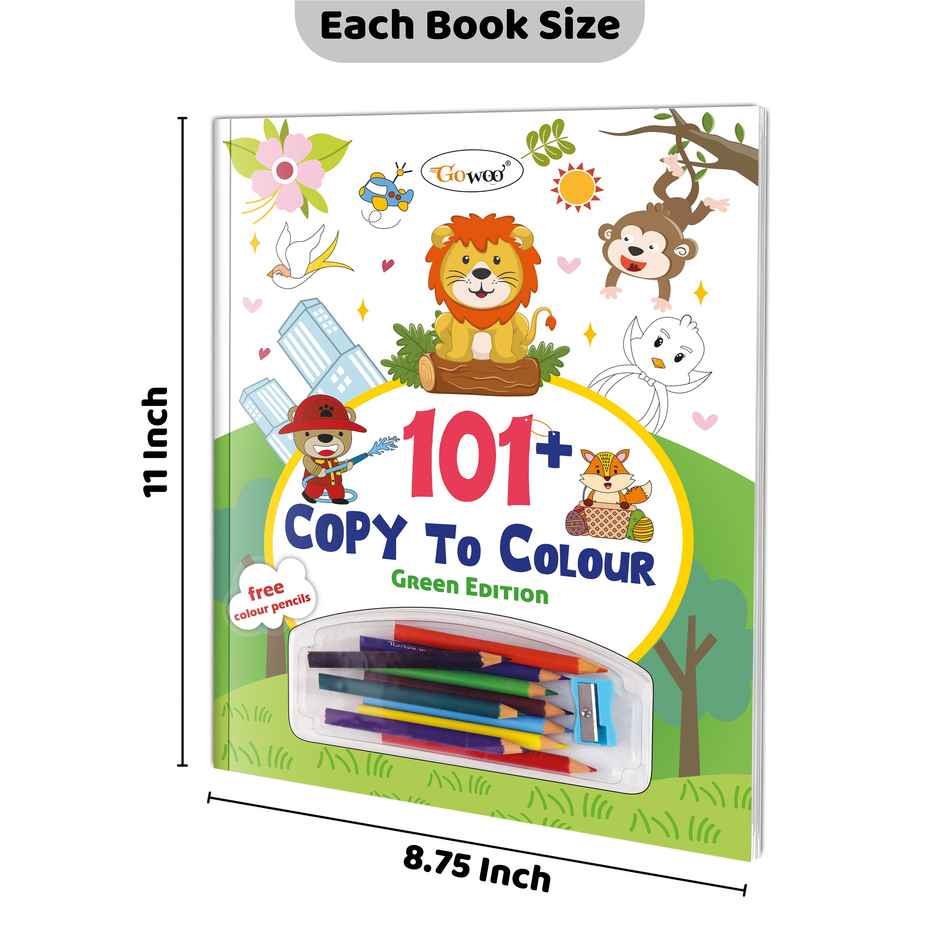 101+ Copy to Colour - Green Edition - Kids Learning Art Book | Fun Learning Coloring Book