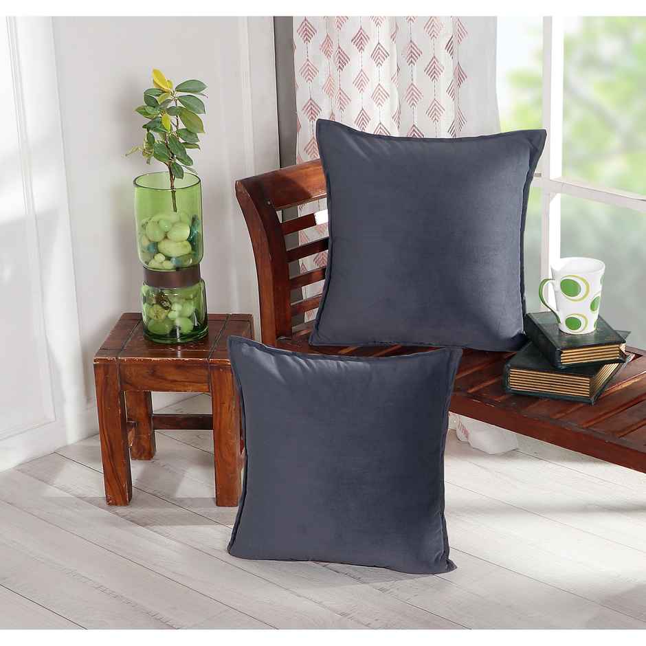 Dream Living Solid Cushion Covers Velvet Decorative Cushion Cover | 40x40 cm | Grey