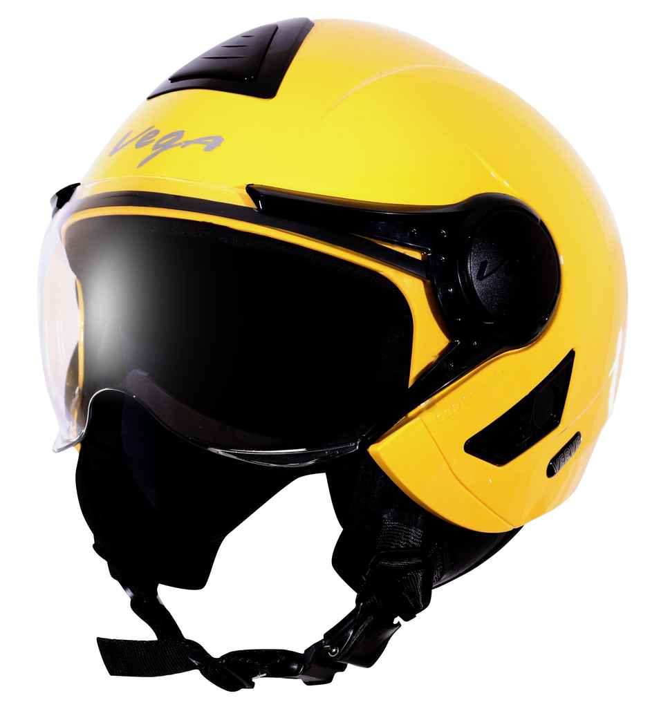 Vega Verve Lightweight Open Face Helmet for Women- Yellow Helmet - M