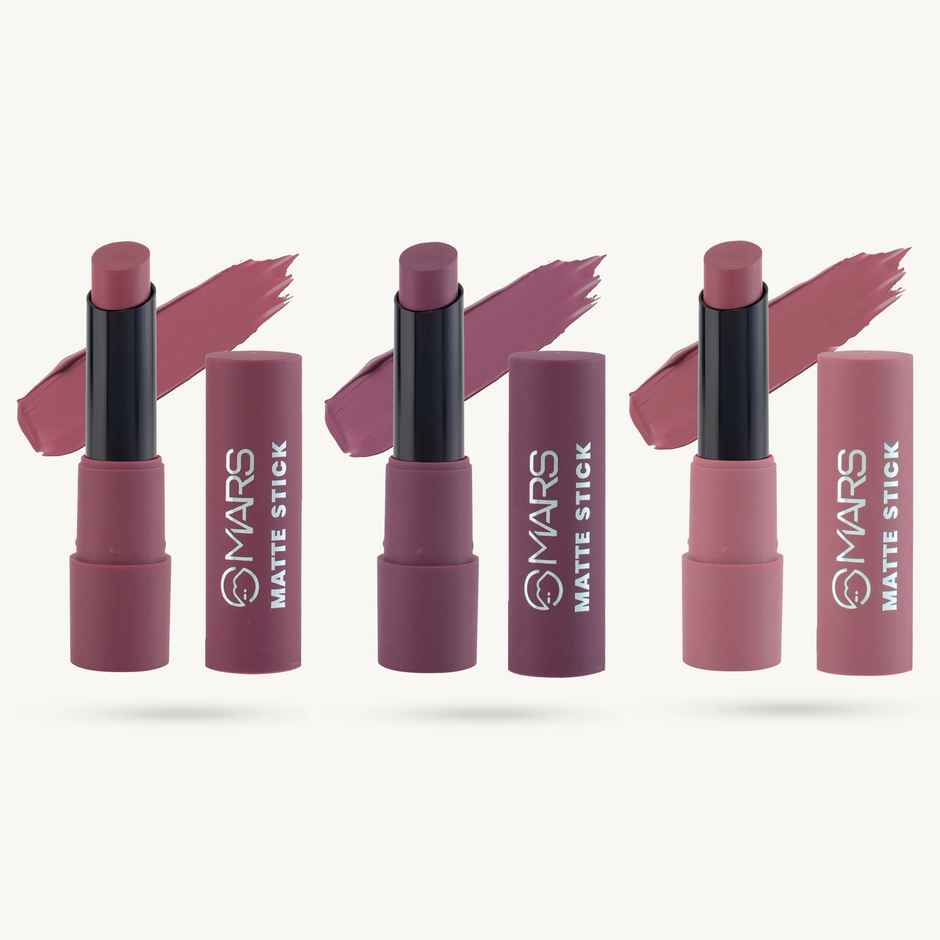 MARS Cosmetics Matte Box Set Of 3 Lipsticks For Women (03-Plum)
