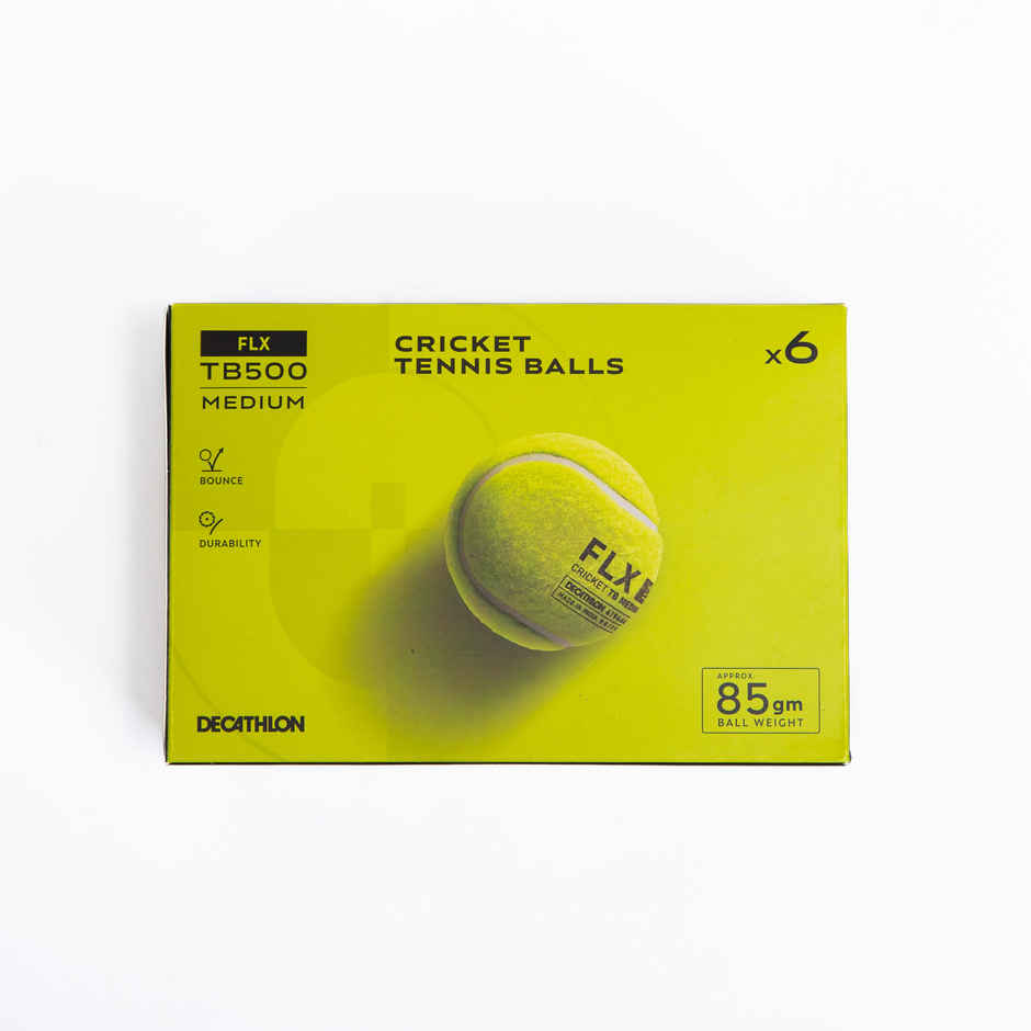 Decathlon | FLX Medium Tennis Cricket Ball 80g Yellow (Pack Of 6)