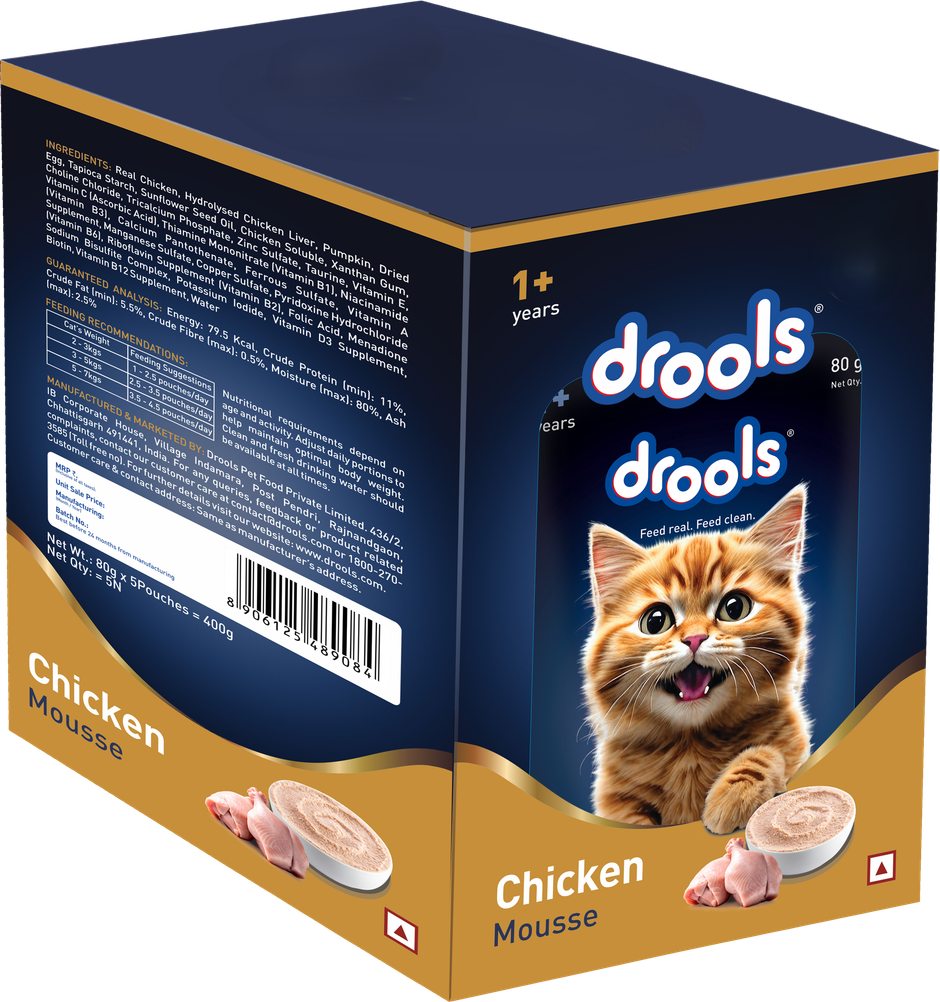 Drools Chicken Mousse Adult Cat Wet Food, 80g (4+1 Free Pack)