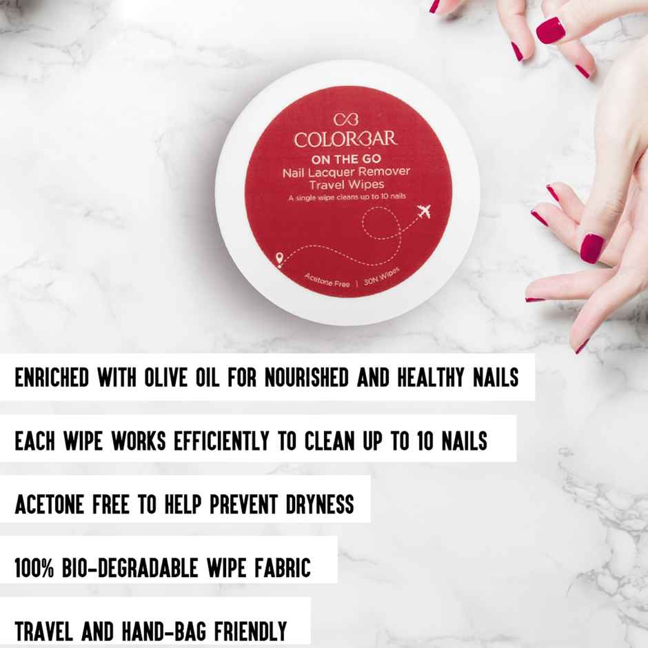 Colorbar On The Go Nail Lacquer Remover Wipes Sunshine Rose