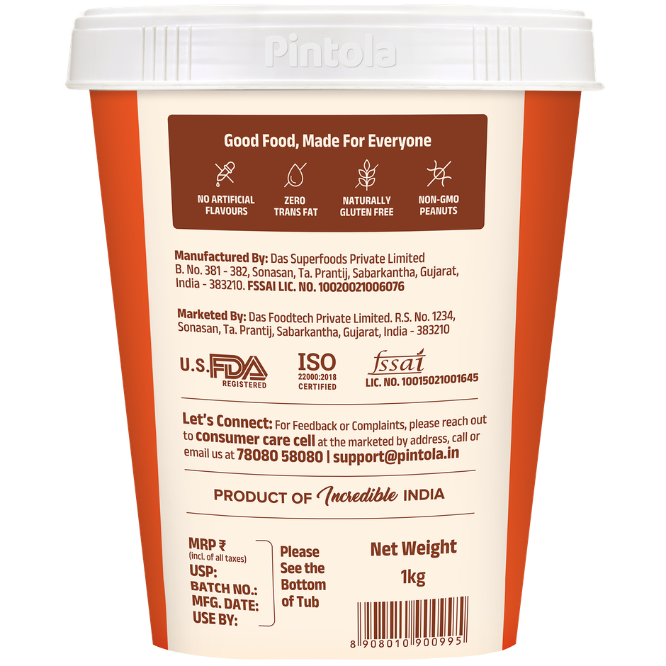Pintola Crunchy High Protein Peanut Butter Dark Chocolate