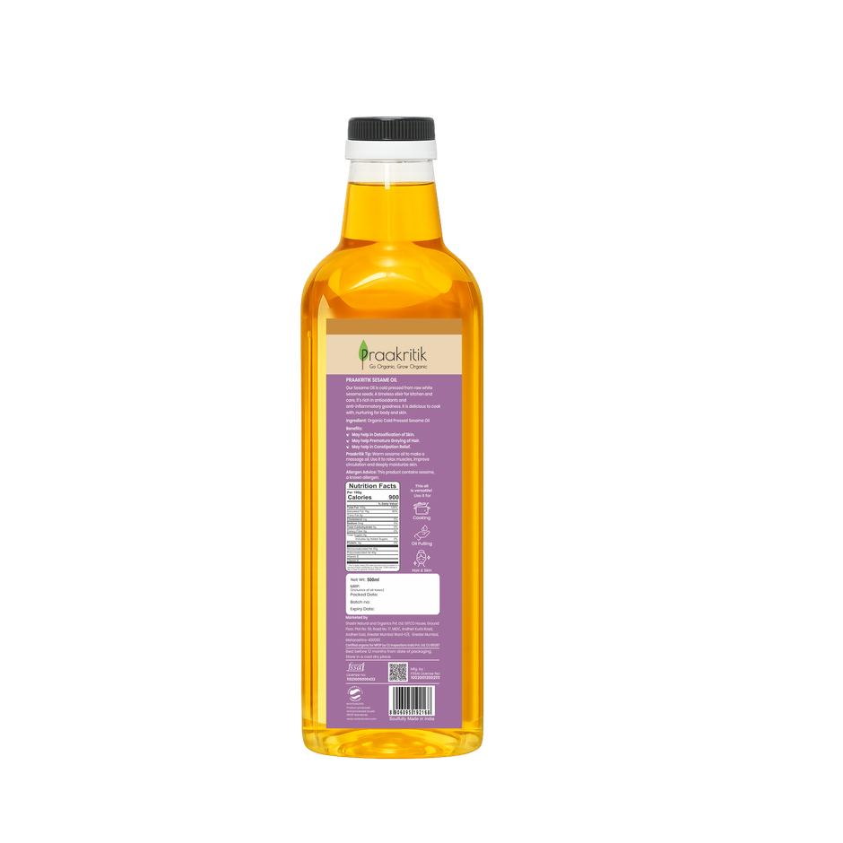 Praakritik Sesame (Til-Gingelly) Cold Pressed Oil | Organic Cooking Oil