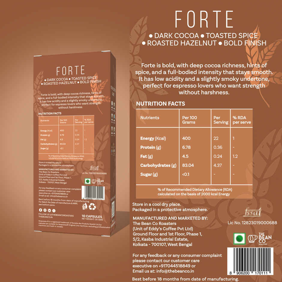 THE BEAN CO ROASTERS Forte Coffee Capsules | Medium-Dark Roast