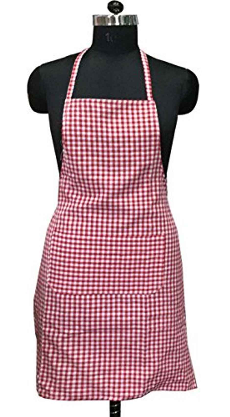 Lushomes Waterproof Cooking Apron - Red Checks | Kitchen Dress | 62 x 82 cm