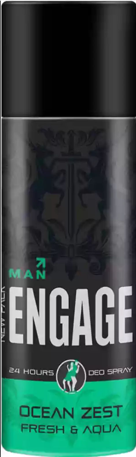 Engage Ocean Zest Deodorant for Men, Citrus & Aquatic, Skin Friendly