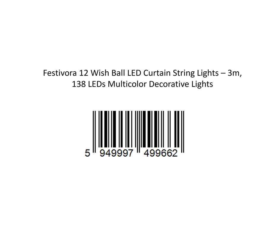 Festivora 12 Wish Ball LED Curtain String Lights - 3m, 138 LEDs Multicolor Decorative Lights