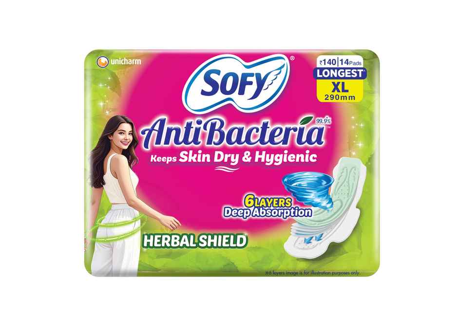 Sofy AntiBacteria XL Sanitary Pads | 6 Layer Deep Absorption | 290mm