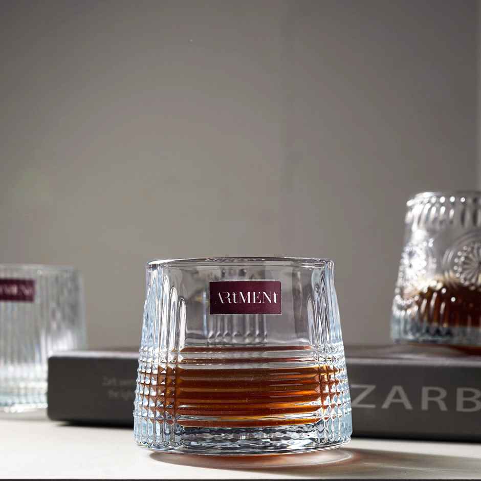 The Artment Modern Art Sparkling Spinny Whiskey Glasses Set of 4 | 180 ml