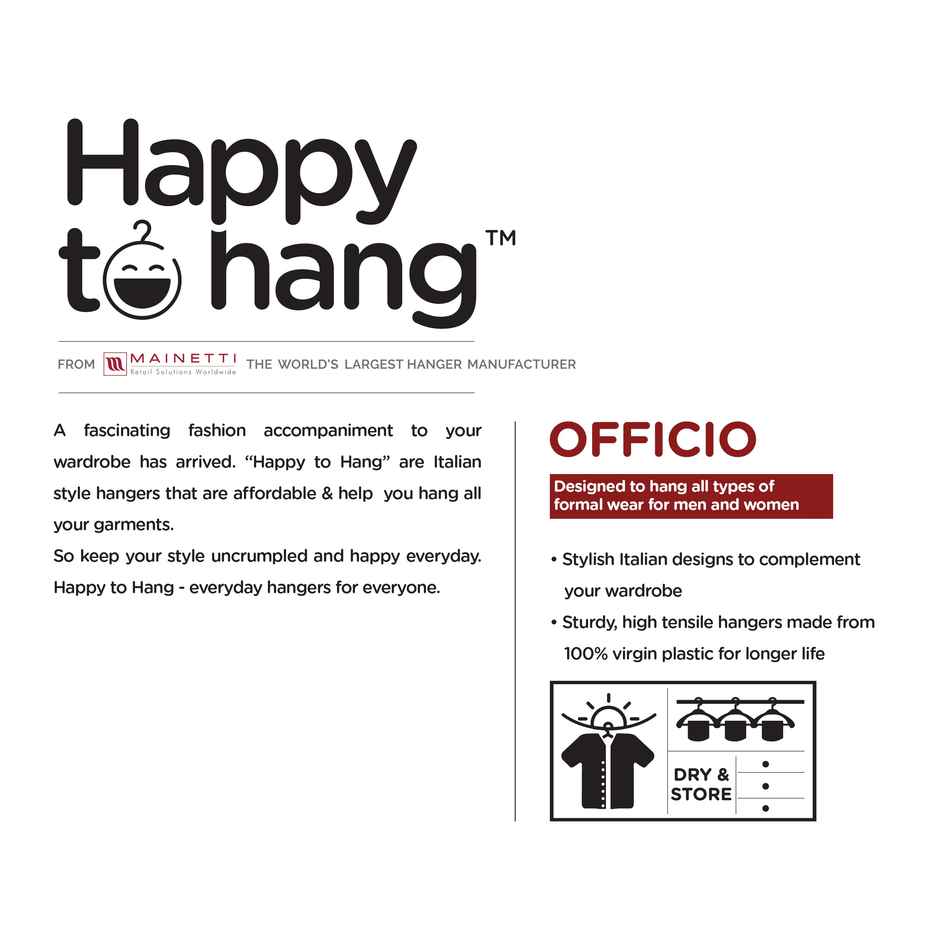 Happy To Hang Officio Polypropylene Hanger, Pack Of 6 Combo 