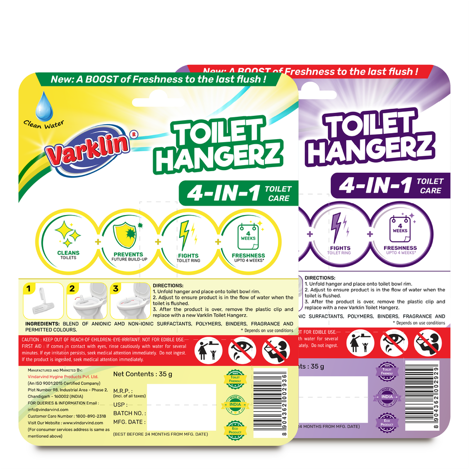 Varklin Toilet Cleaner Rim Hangerz Lemon And Lavender |Pack Of 2