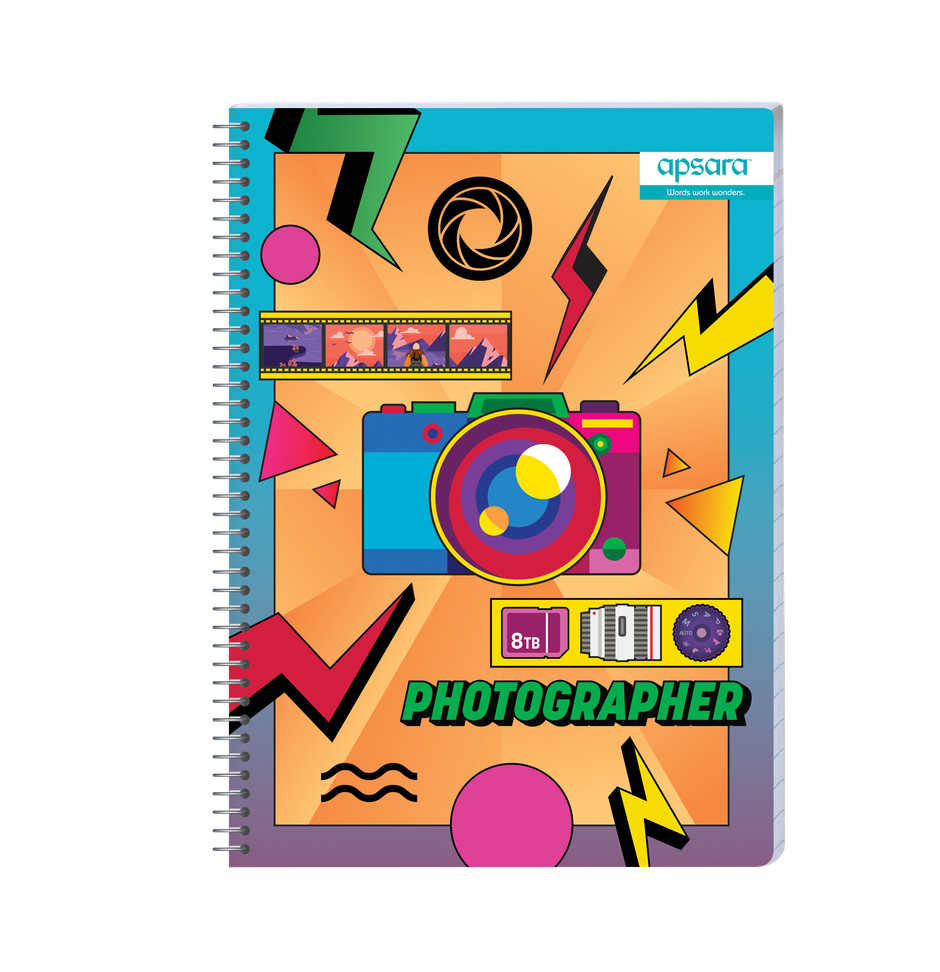 Apsara Spiral Notebook 5Subject 29.7 x 21 252Pages Blue Single Line 60gsm (Covers May Differ)