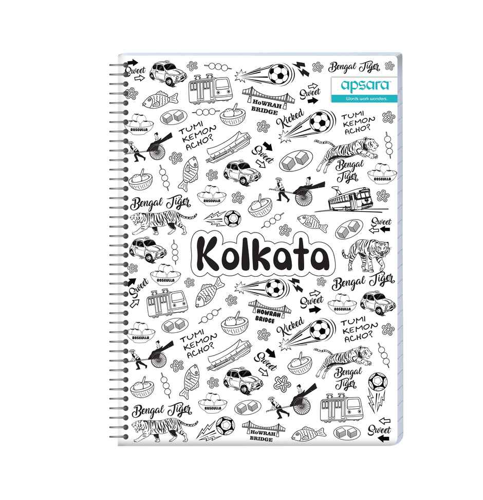 Apsara Spiral Bound 6 Subject Single Line Notebook 60gsm (27 x 20 cm, 302 Pages, Covers May Differ)