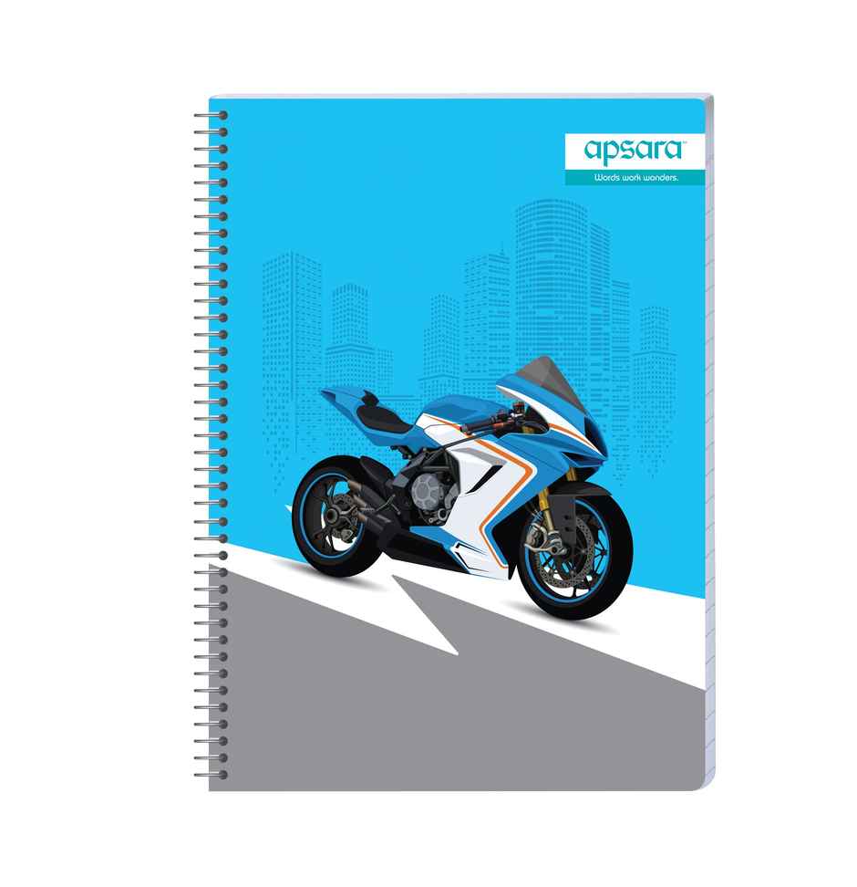 Apsara Spiral Bound 5 Subject Single Line Notebook 60gsm | 24 x 18 cm | 252 Pages | Covers May Varry