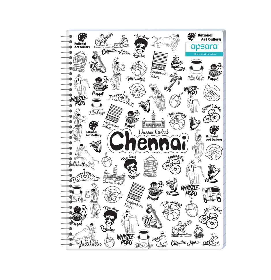Apsara Spiral Notebook 6Subject 26.7 x 20.3 302Pages Blue Single Line 60gsm (Covers May Differ)