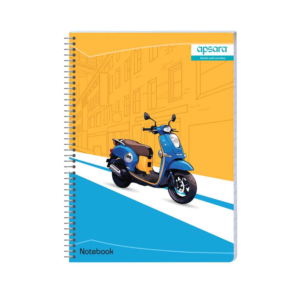Apsara Spiral Bound 1 Subject Single Line Notebook 60gsm | 27 x 20 cm, 160Pages, Covers May Differ